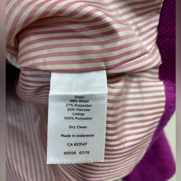 Talbots Wool Herringbone Magenta Pink Barbie Blazer Suit Jacket Womens 10 Office - Picture 4 of 14